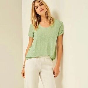 NWT J.Jill Lime Green LINEN Women's Top